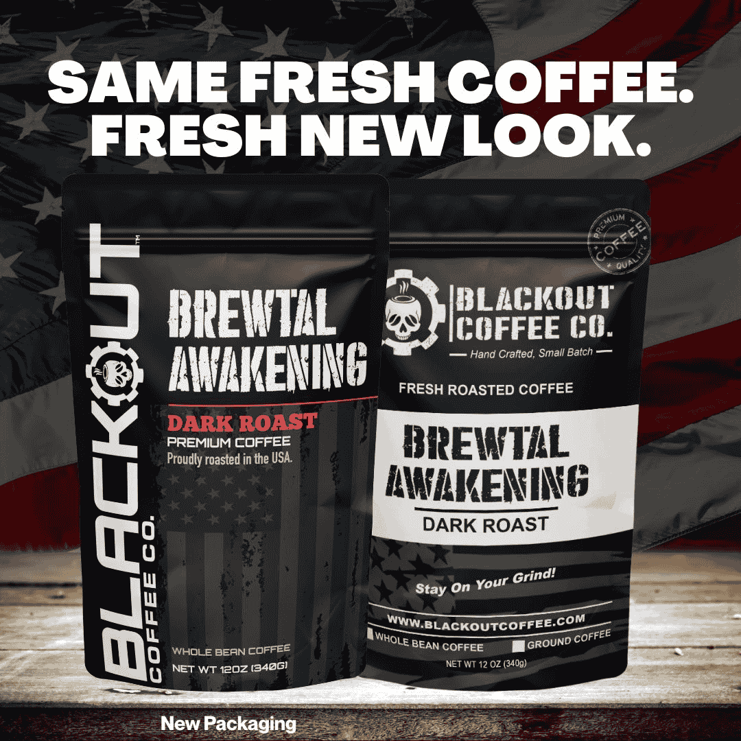 Blackout Coffee Brewtal Awakening Dark Roast 12oz bag — America's strongest fresh roasted coffee, bold, highly caffeinated, 100% natural, roasted in the USA