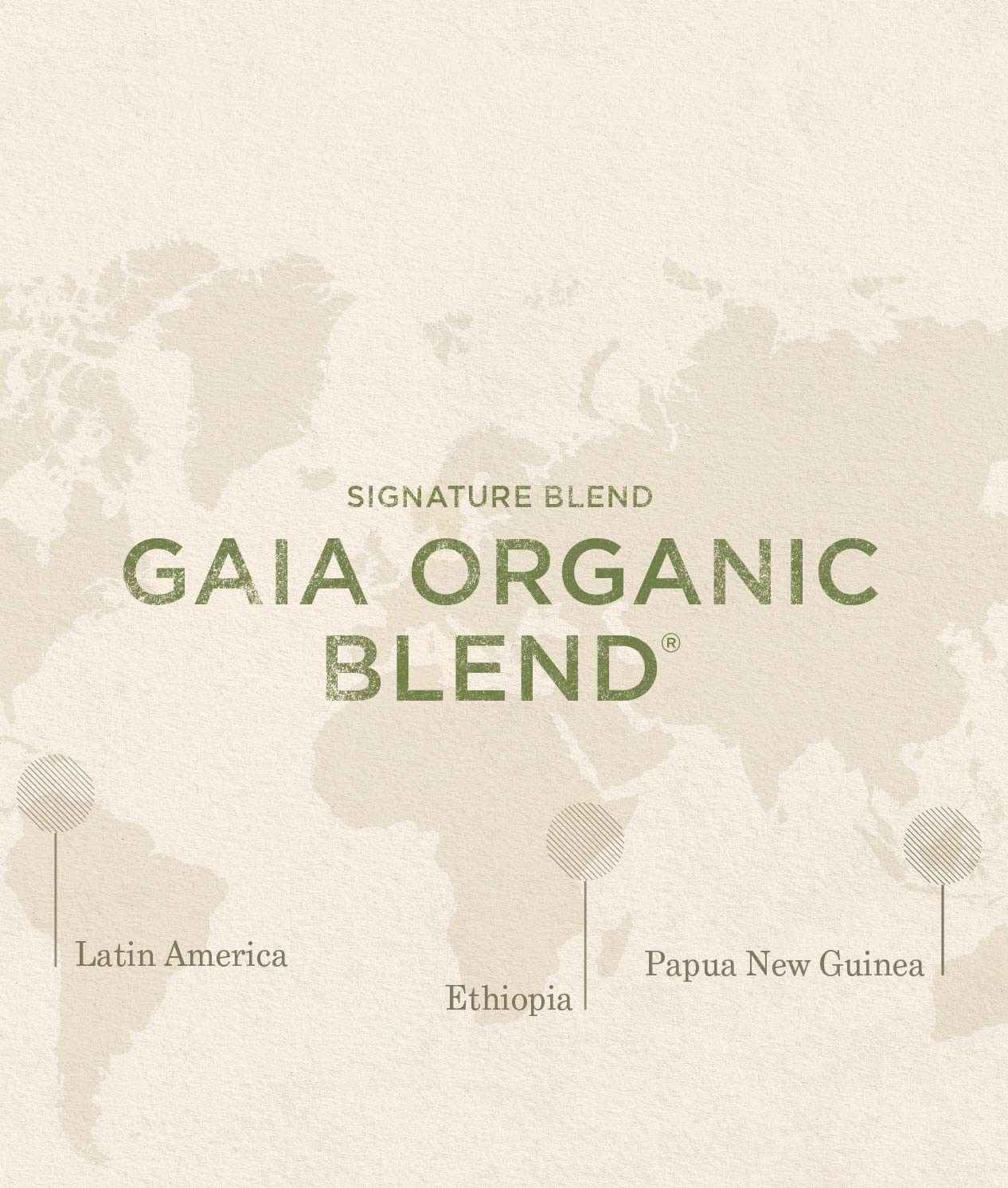 Peet’s Gaia Organic Blend Coffee bag with flavor notes blossom, earth, and cacao.