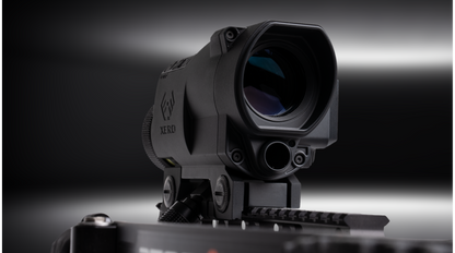Ravin Integrated Xero X1i crossbow scope by Garmin with built-in rangefinder and digital aimpoints mounted on Ravin crossbow