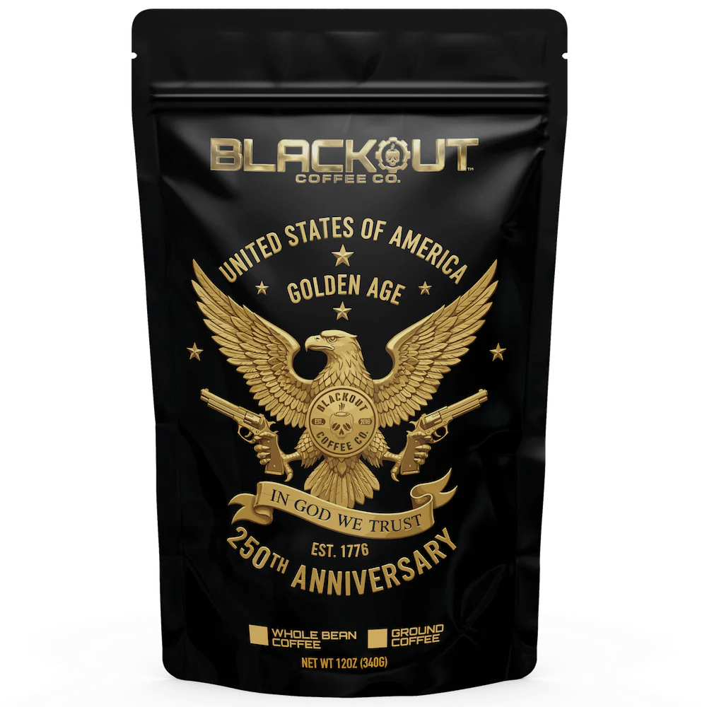 Golden Age 250 limited anniversary whole bean coffee bag Colombia Santa Maria and Brazil medium dark roast America 250th anniversary