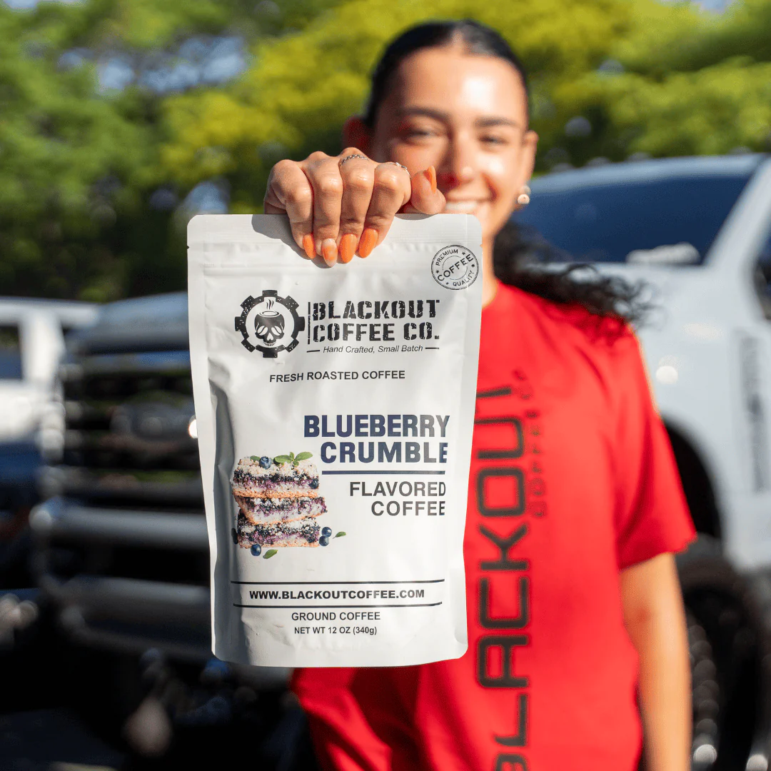 Blueberry Crumble Flavored Coffee bag by Blackout Coffee