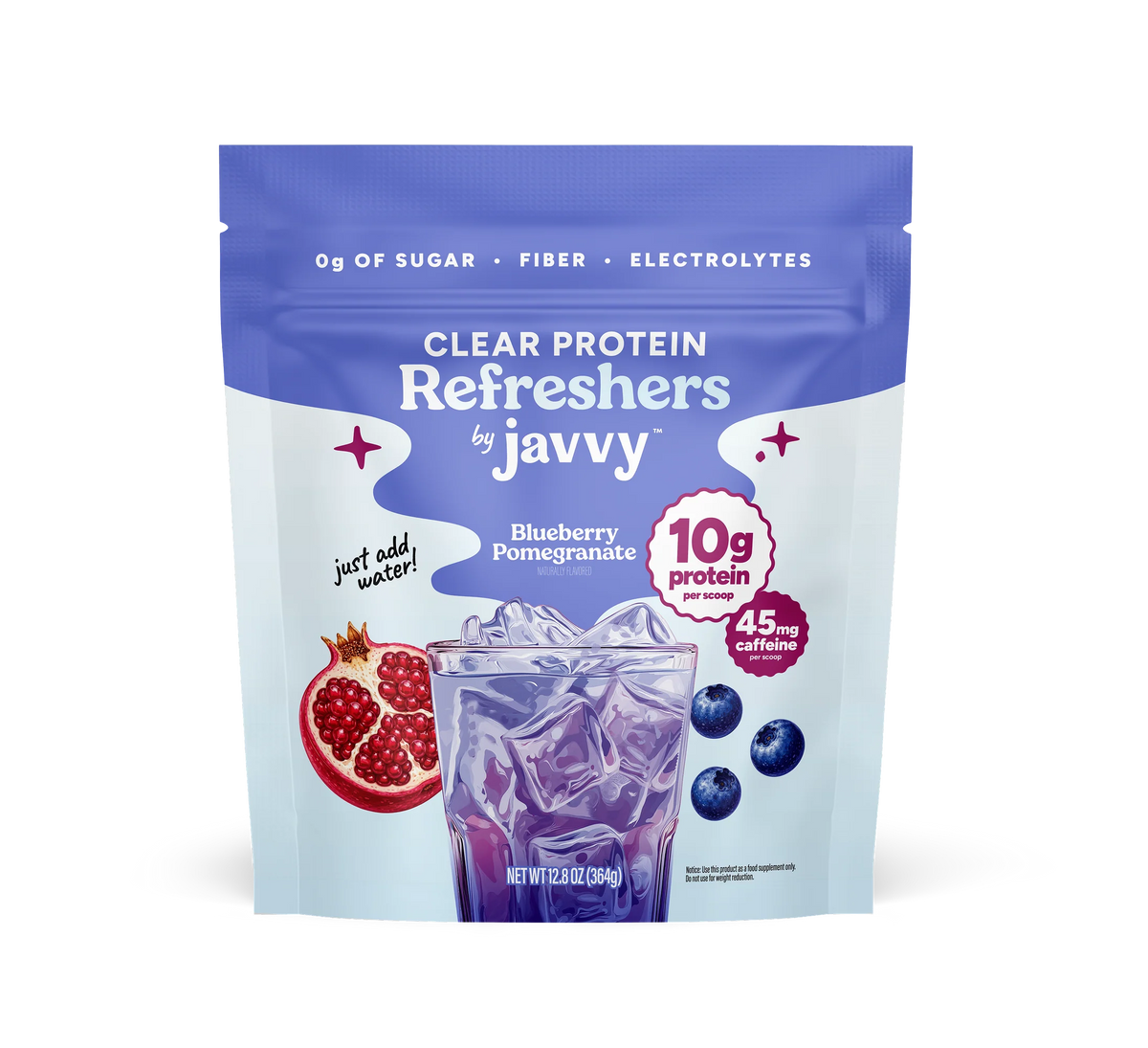 Blackberry Pomegranate Protein Refresher with blackberry and pomegranate accents