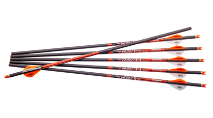 Ravin .003 crossbow arrows 6-pack 400 grain 100% carbon construction with offset vanes and polymer nocks


