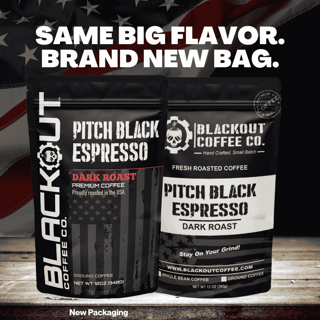 Blackout Coffee Pitch Black Espresso 12 oz bag of extra dark roast 100% Arabica Cuban espresso small-batch roasted in the USA