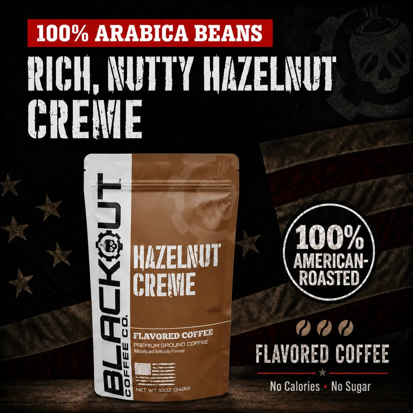 Hazelnut Creme flavored coffee bag with rich roasted hazelnut and creamy finish notes